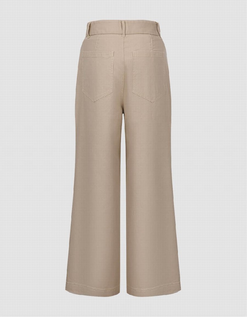 Khaki Women's Urban Revivo Straight Pants | STY2364ZO