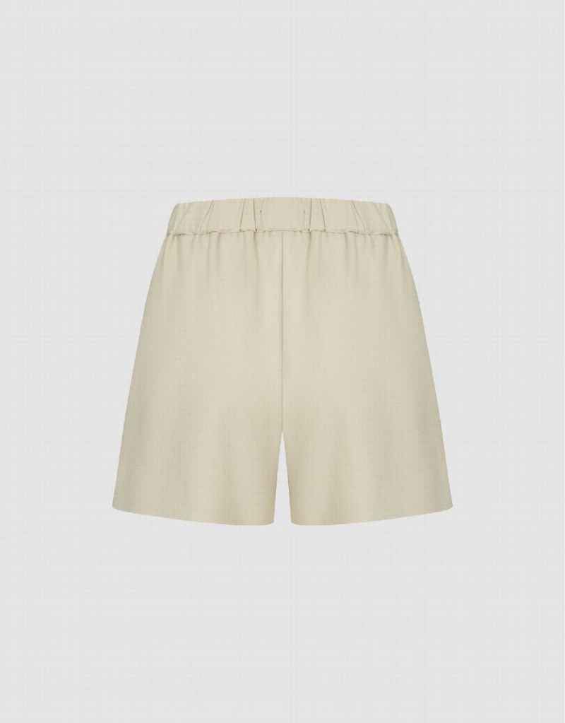 Khaki Women's Urban Revivo Tailored Regular Shorts | MTP2578ZW