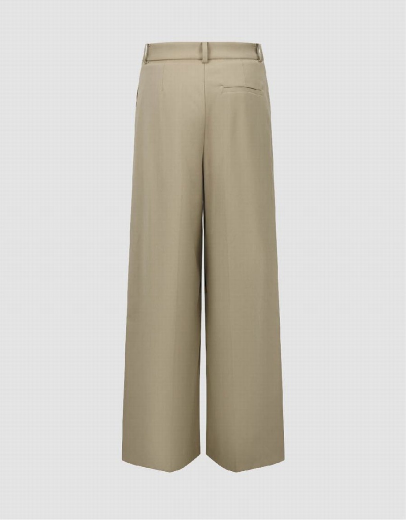 Khaki Women's Urban Revivo Wide-Leg Pants | WLJ464OA