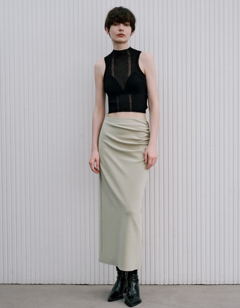 Khaki Women's Urban Revivo Wrapped Maxi Skirts | RRC1689QO