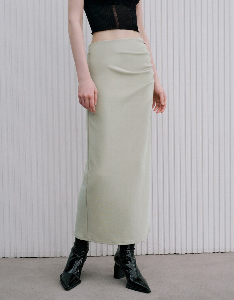 Khaki Women's Urban Revivo Wrapped Maxi Skirts | RRC1689QO