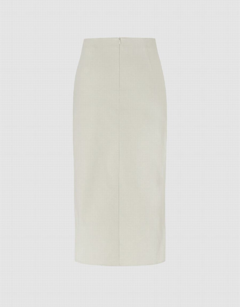 Khaki Women's Urban Revivo Wrapped Straight Skirts | PTS5034AW