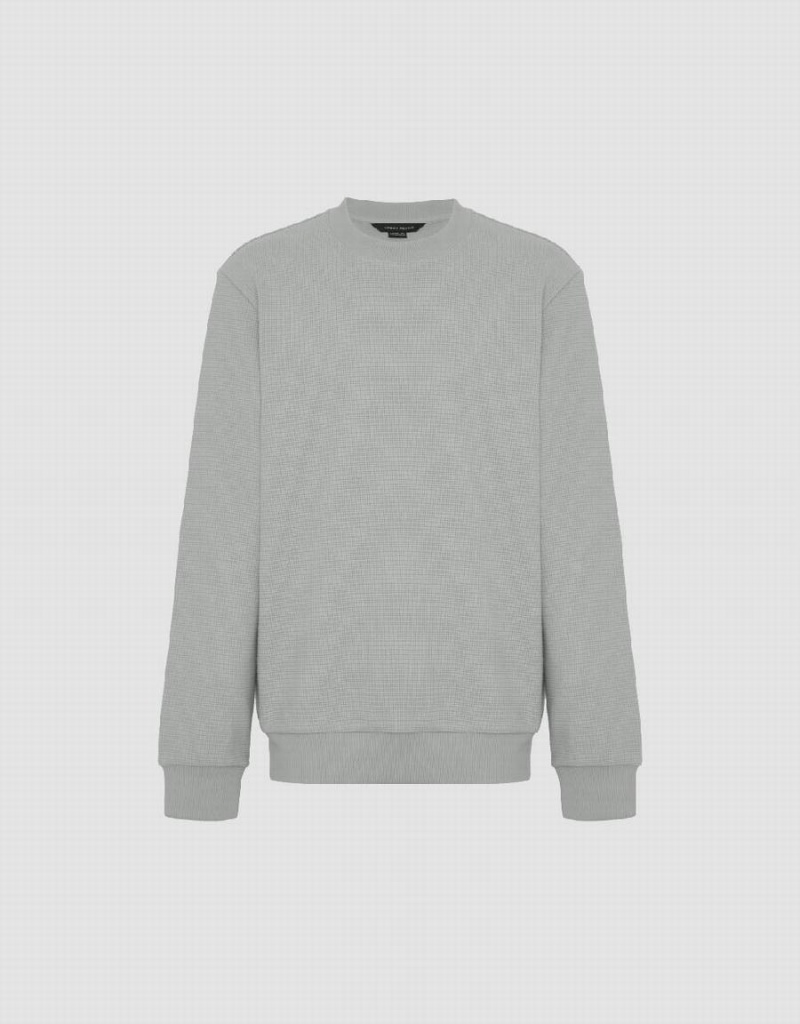 Light Grey Men's Urban Revivo Crew Neck Sweatshirts | WCV7240SR