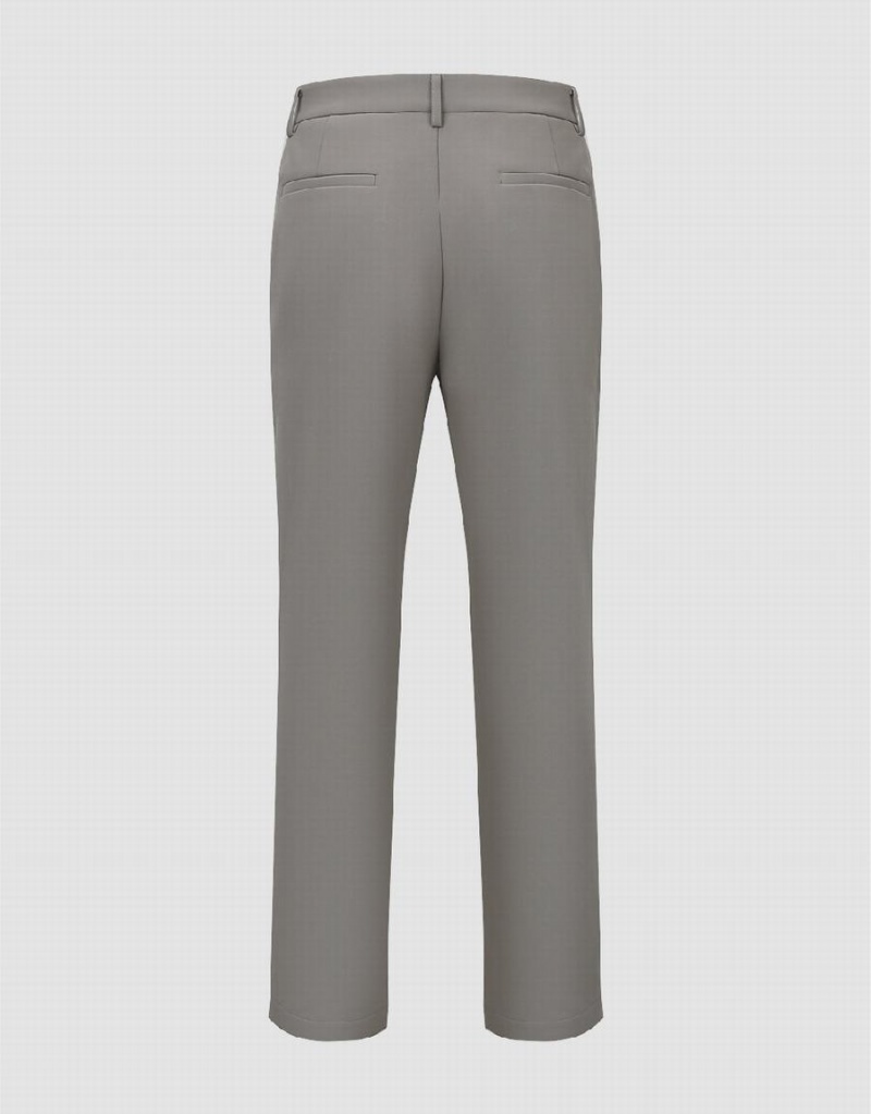 Light Grey Men's Urban Revivo Straight Pants | QXP5611AJ