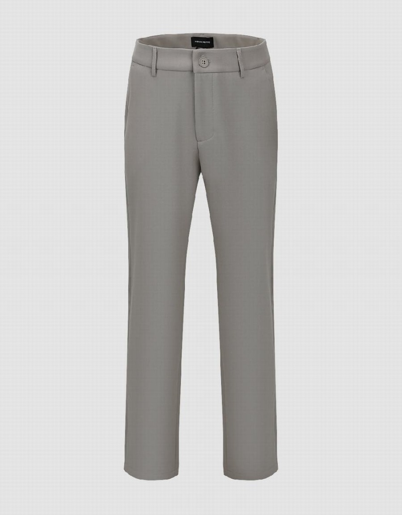 Light Grey Men's Urban Revivo Straight Pants | QXP5611AJ