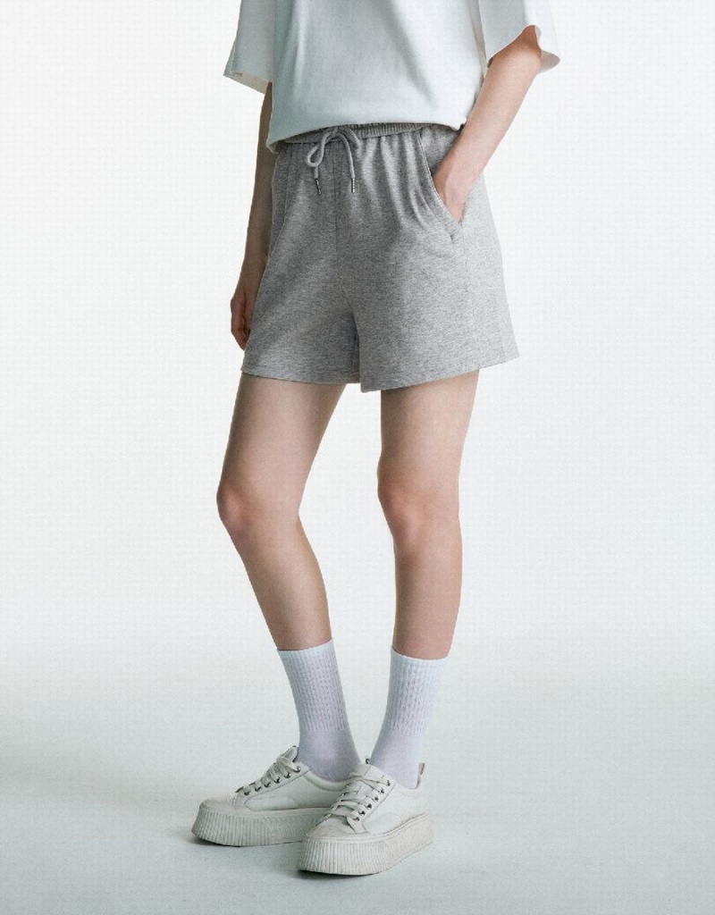 Light Grey Women's Urban Revivo Drawstring Waist Shorts | ZCX7272QX