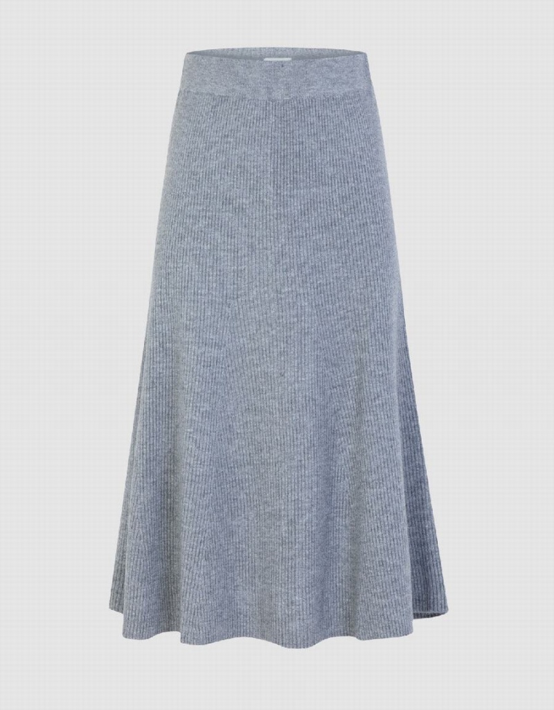 Light Grey Women\'s Urban Revivo Midi A-Line Knitted Skirts | TQH3094HX