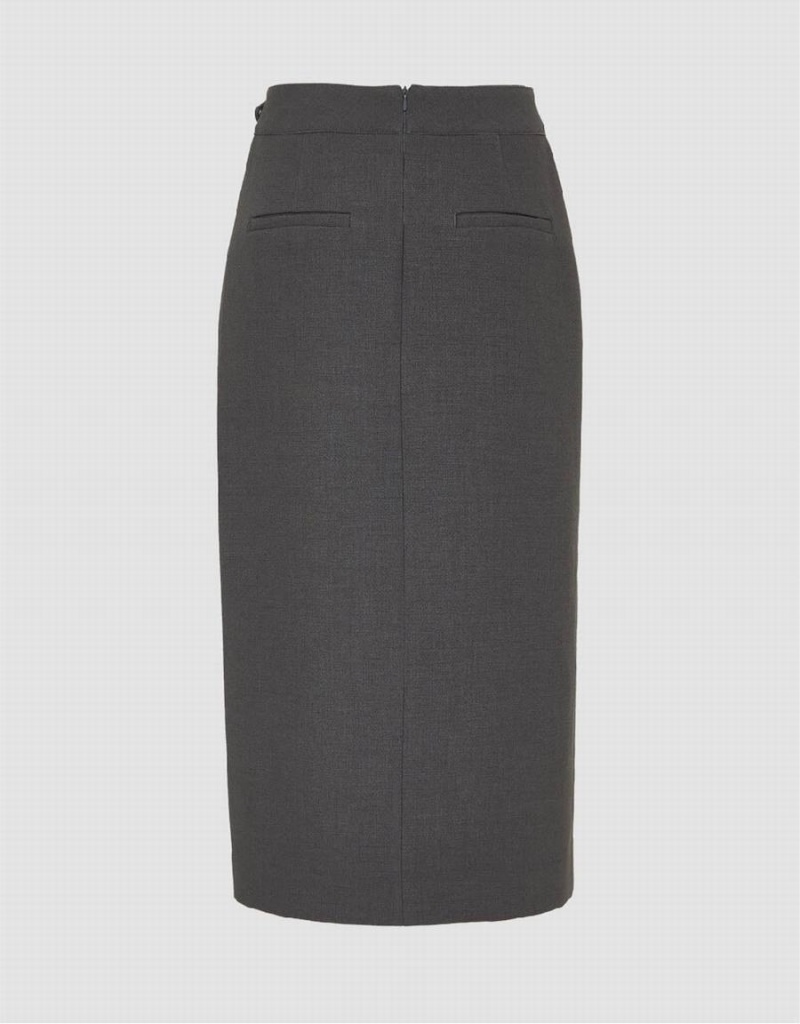 Light Grey Women's Urban Revivo Midi Straight Skirts | LQJ2753MD