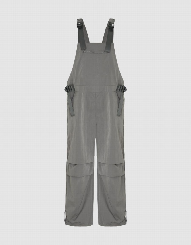 Light Grey Women\'s Urban Revivo Overall With Front Zipper Pocket Pants | GUF7847CM