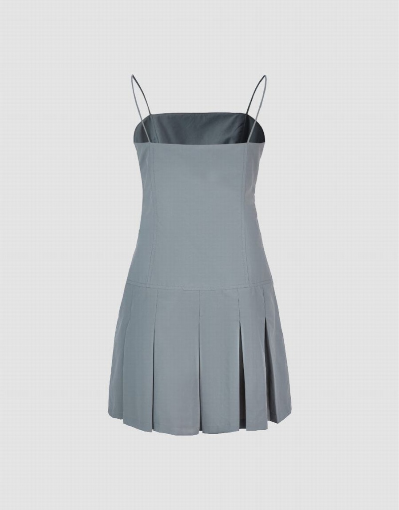 Light Grey Women's Urban Revivo Pleated A-Line Cami Dress | HKT10053GG