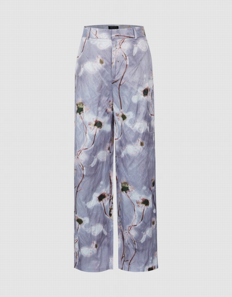 Light Grey Women\'s Urban Revivo Printed Straight Pants | DIV9836QA