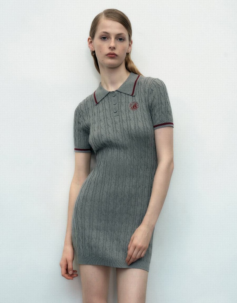 Light Grey Women\'s Urban Revivo Rib Knitted Dress | JPU2568JI