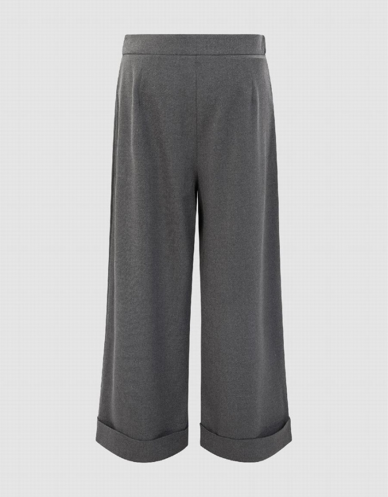 Light Grey Women's Urban Revivo Roll Up Hem Straight Pants | ITI3974NJ