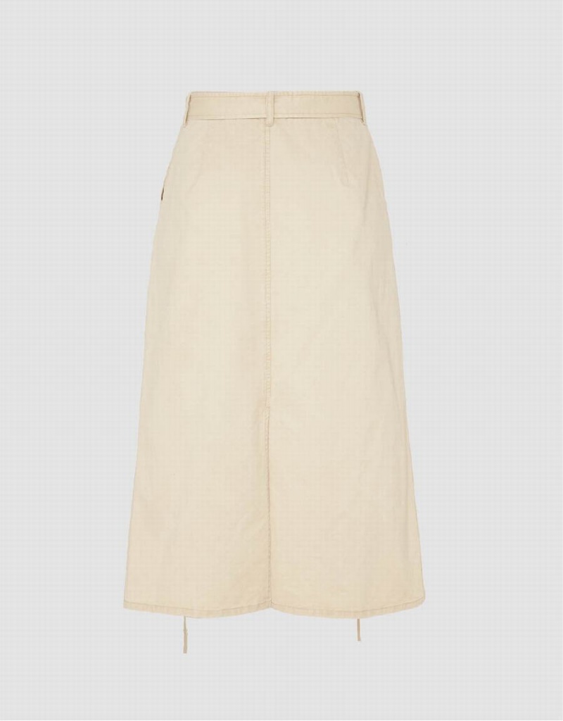 Light Khaki Women's Urban Revivo Ruched A-Line Skirts | ZOC7992YZ