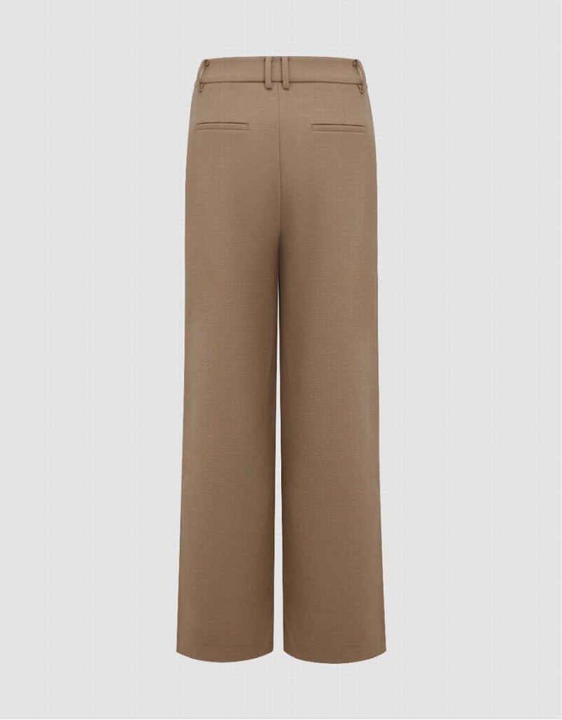 Light Khaki Women's Urban Revivo Tailored Wide-Leg Pants | LQP5664NV