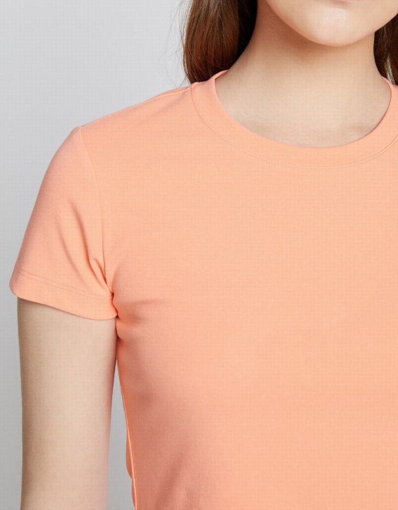 Light Orange Women's Urban Revivo Basic Fitted T Shirts | ZVV2658SF