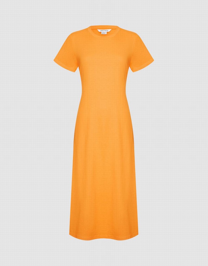 Orange Women's Urban Revivo Cut Out Back Midi Dress | JGX3470FC