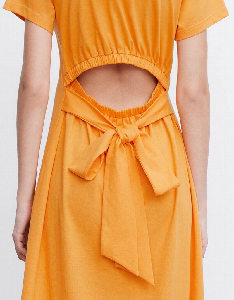 Orange Women's Urban Revivo Cut Out Back Midi Dress | JGX3470FC