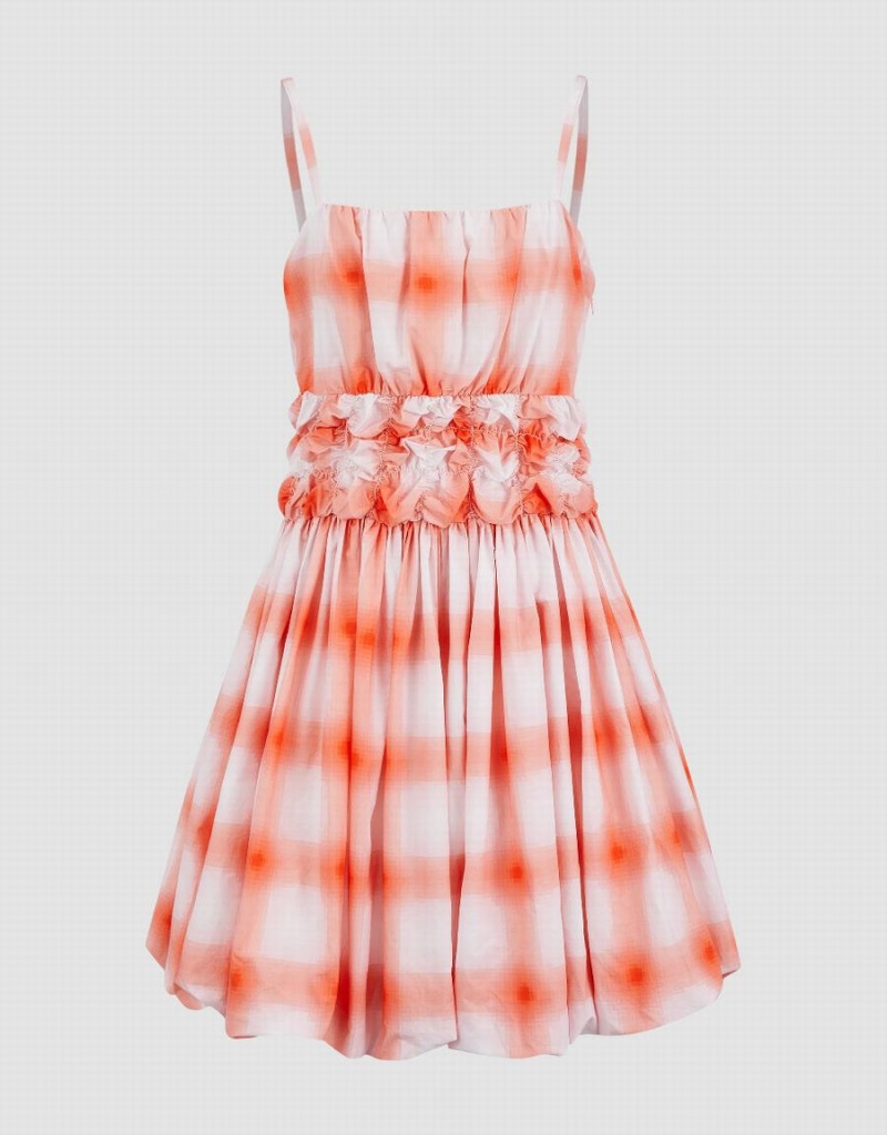 Orange Women's Urban Revivo Gingham A-Line Cami Dress | XFL411SM