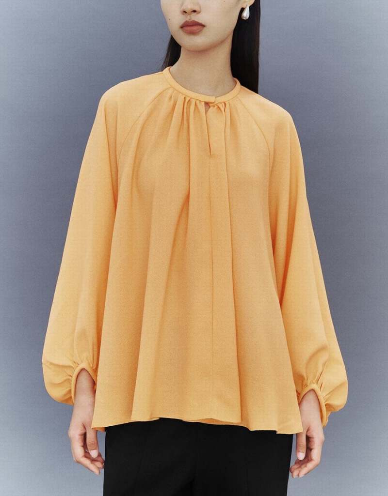 Orange Women's Urban Revivo Raglan Sleeve Crew Neck Overhead Blouse | CDI3255KQ