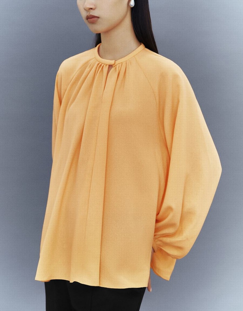 Orange Women's Urban Revivo Raglan Sleeve Crew Neck Overhead Blouse | CDI3255KQ