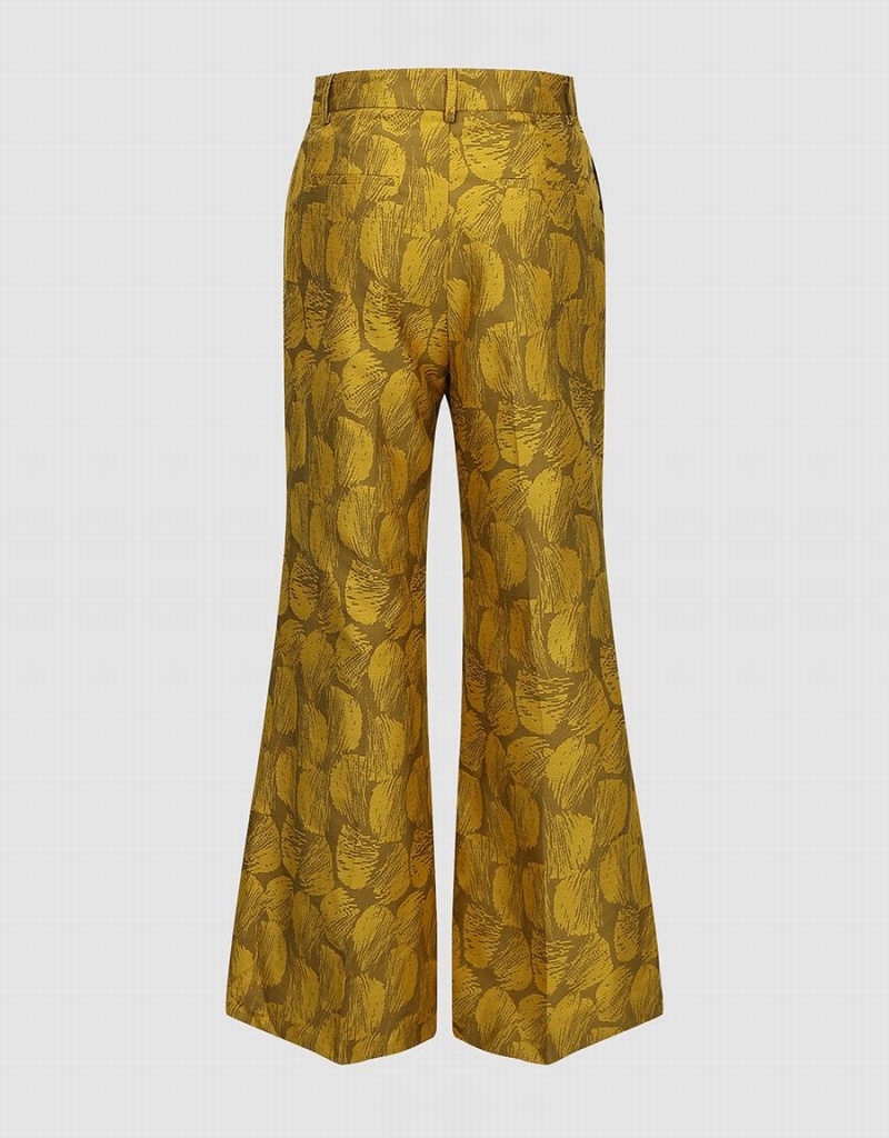 Orange Women's Urban Revivo Tailored Printed Flare Pants | KRT453TK