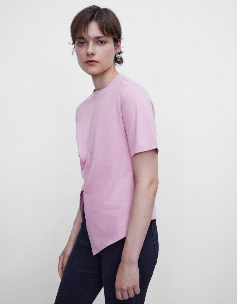 Pink Women's Urban Revivo Asymmetrical T Shirts | HGM6675NL