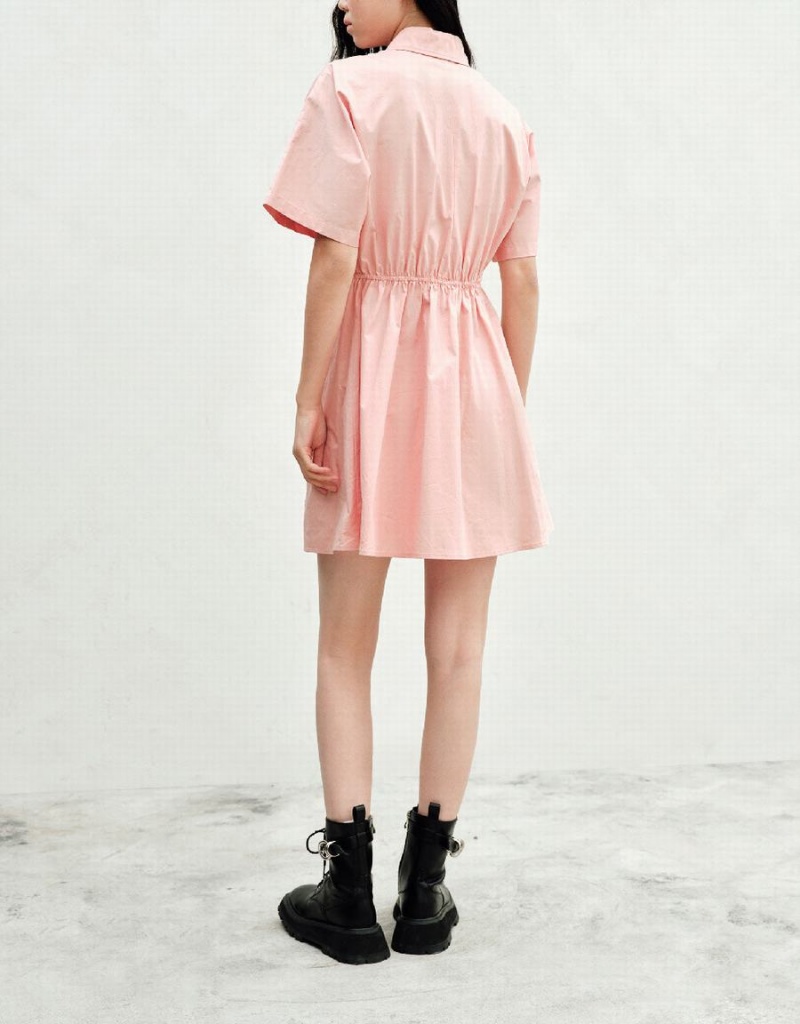 Pink Women's Urban Revivo Button Up Dress | MVD1386YB