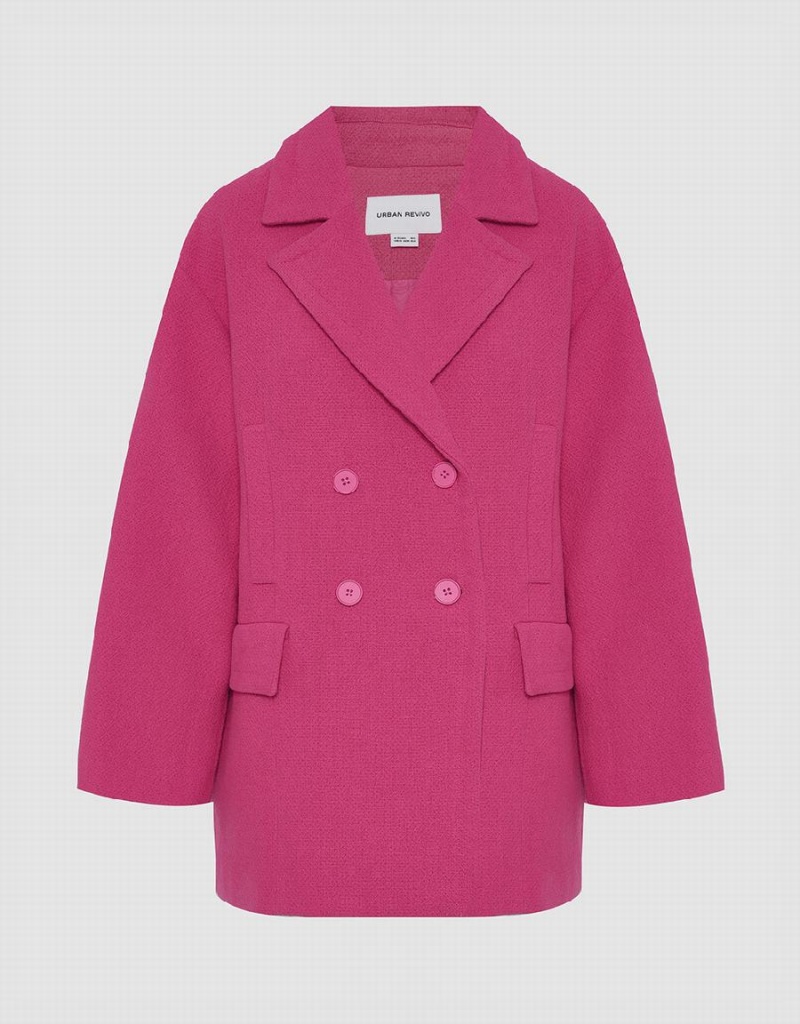 Pink Women's Urban Revivo Double Breasted Long Coats | STN917QE