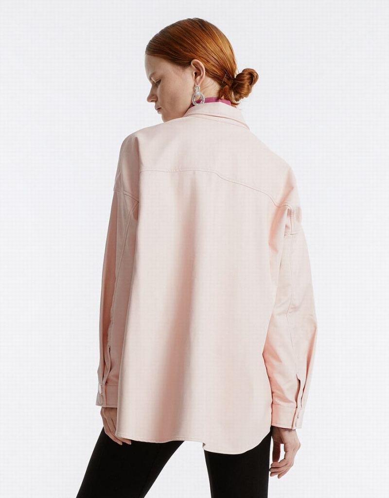 Pink Women's Urban Revivo Faux Leather Jackets | THR885OQ