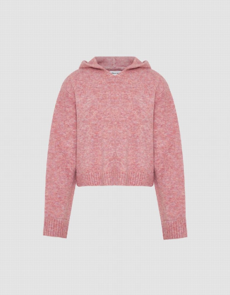 Pink Women's Urban Revivo Hooded Loose Knitted Cardigan | ELX3181HG