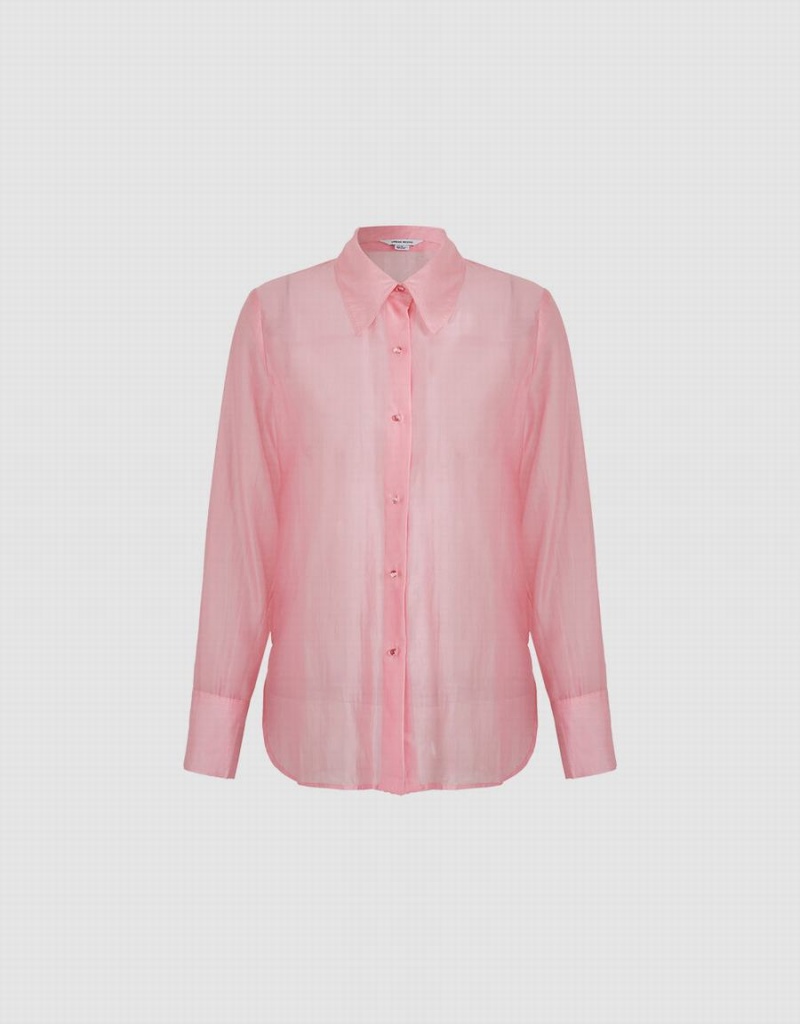 Pink Women's Urban Revivo Patch Pocket Shirts | GHH4528QX