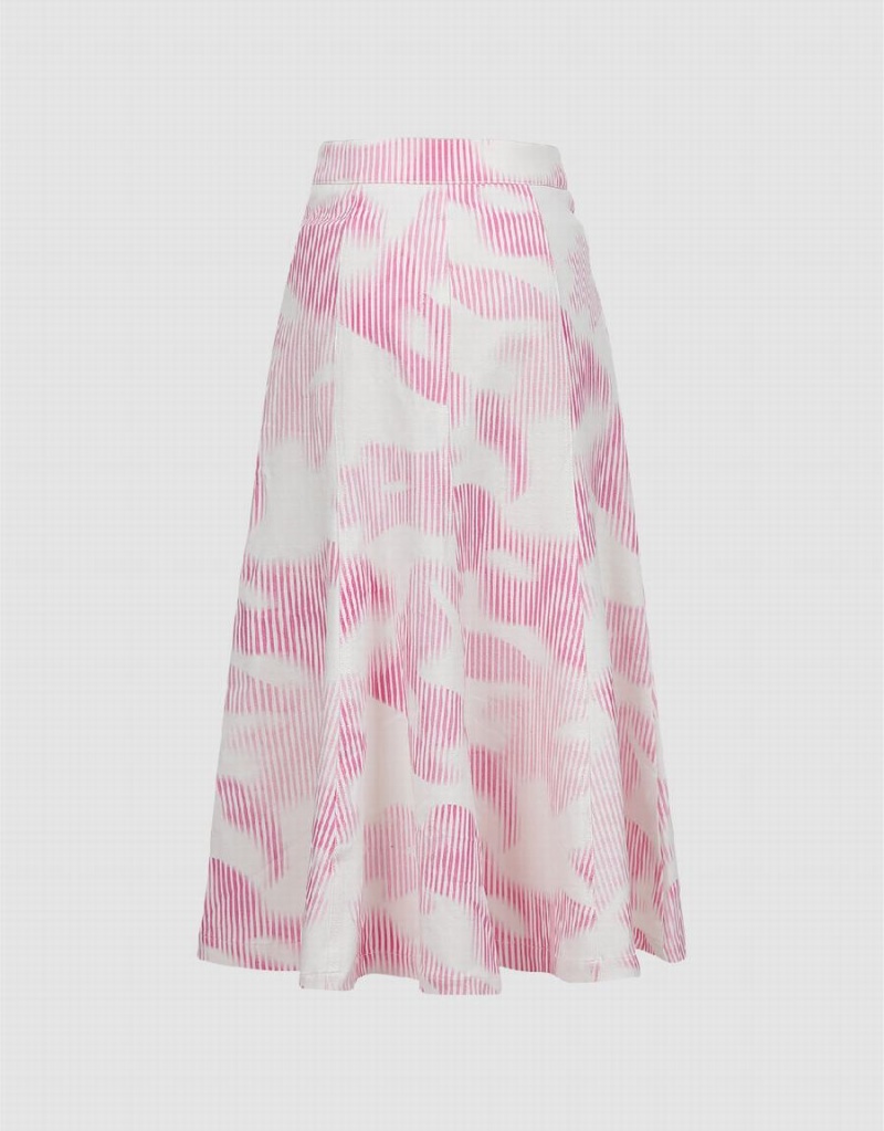 Pink Women's Urban Revivo Printed Midi Fishtail Skirts | APY4839SN