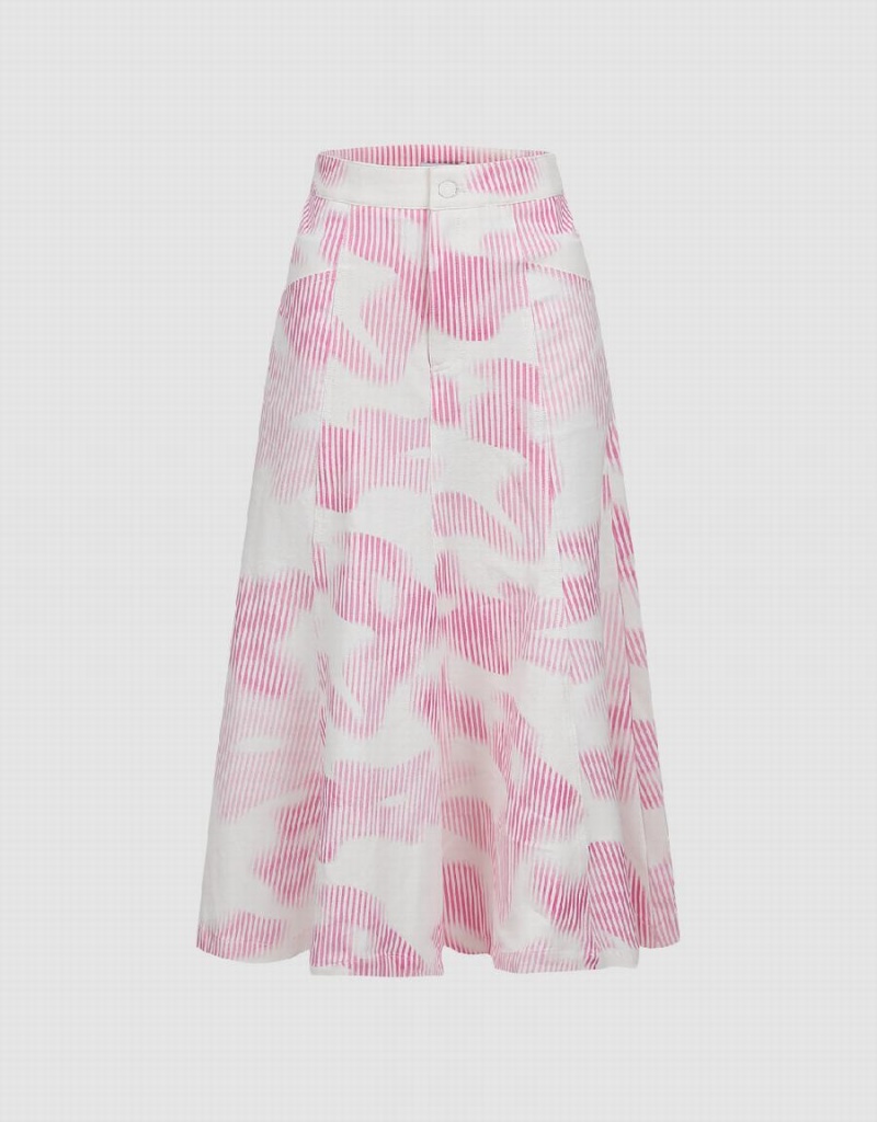 Pink Women\'s Urban Revivo Printed Midi Fishtail Skirts | APY4839SN