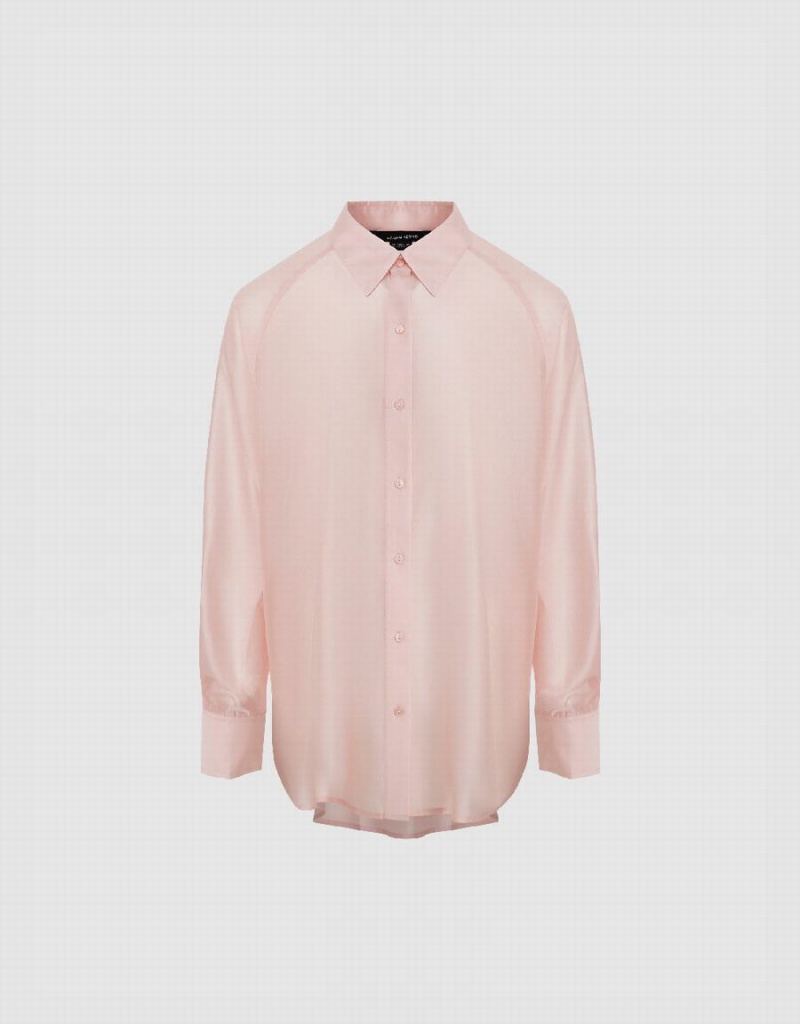 Pink Women's Urban Revivo Raglan Sleeve Straight Shirts | TKQ8657HO