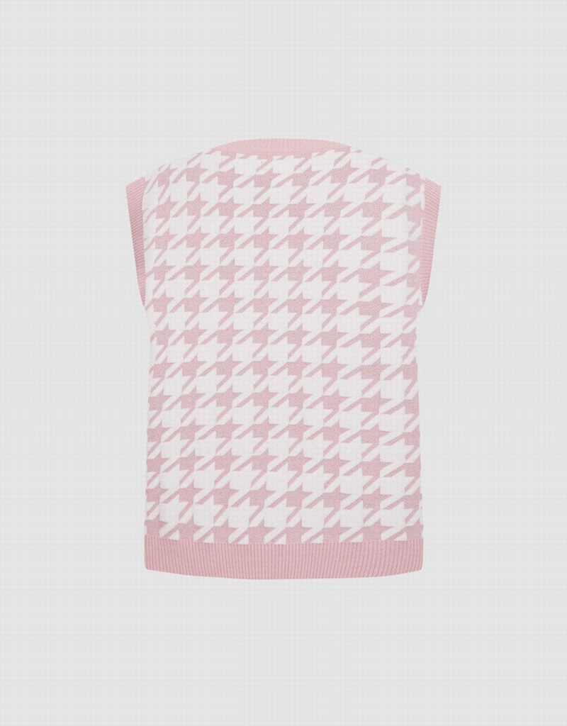 Pink Women's Urban Revivo The Secret Life Of Pets Houndstooth Tank Top | YLQ717KE