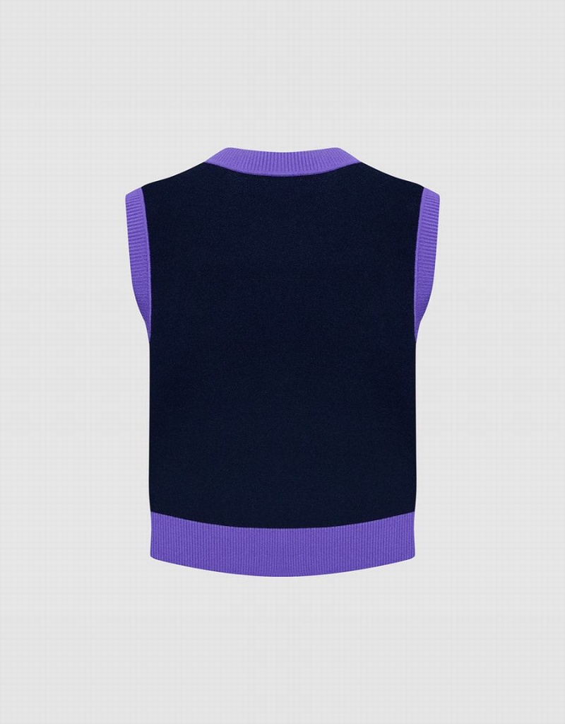 Purple Green Black Women's Urban Revivo Color Block Tank Top | IFC607FG