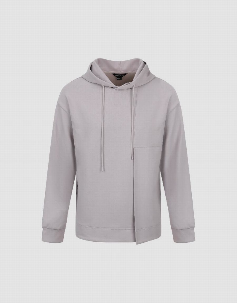 Purple Men's Urban Revivo Hooded Straight Sweatshirts | SHN5390NU