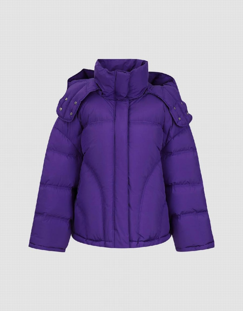 Purple Women's Urban Revivo Drop Shoulder Sleeve Puffer Jacket | BVH303KE