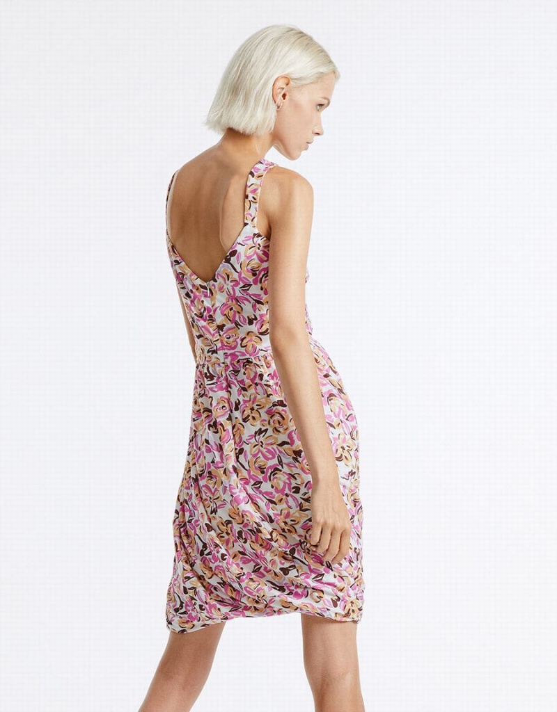 Purple Women's Urban Revivo Floral Balloon Dress | MJW6412UA