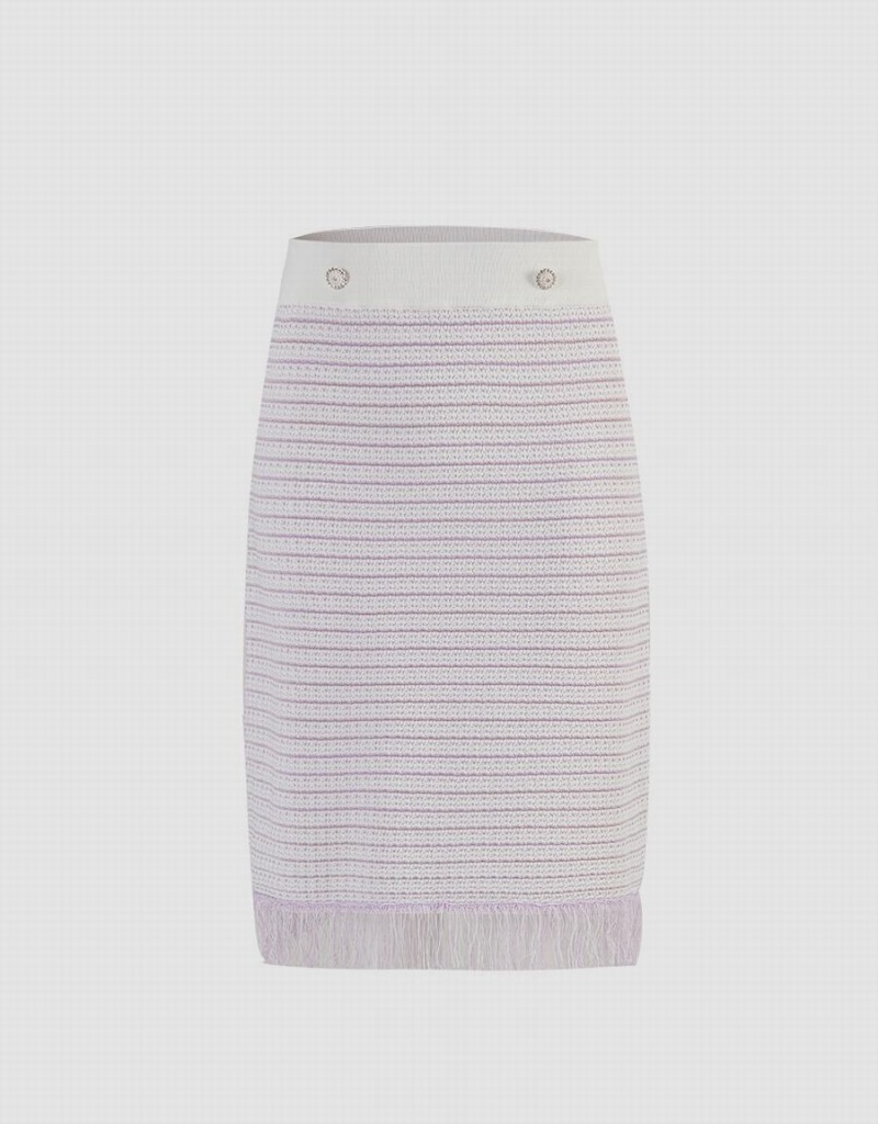 Purple Women\'s Urban Revivo Raw Hem Knitted Skirts | RRZ652LX