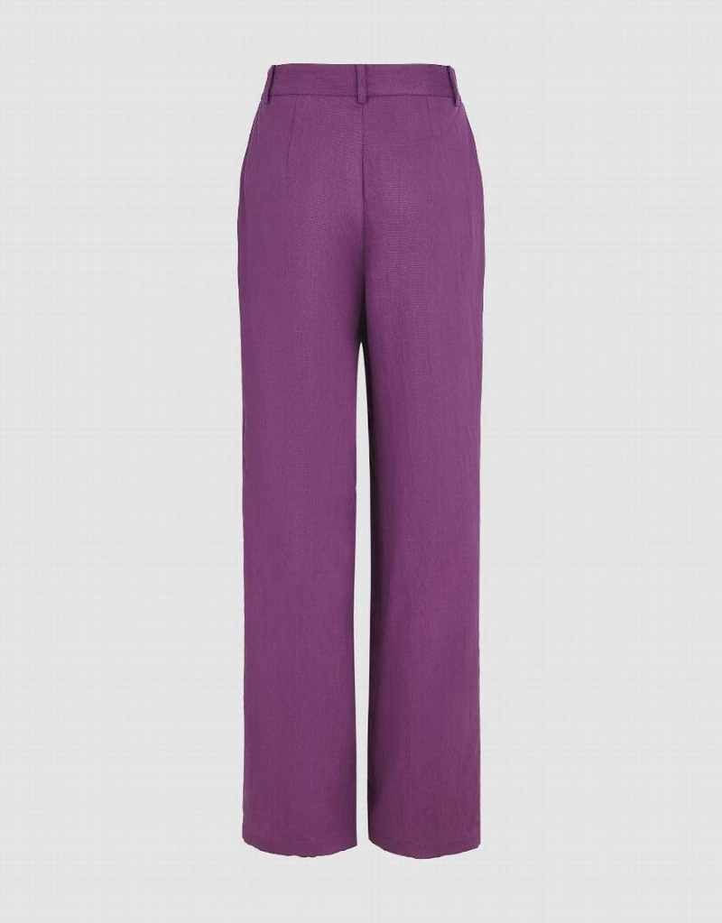 Purple Women's Urban Revivo Woven Wide-Leg Pants | LFY1458VC