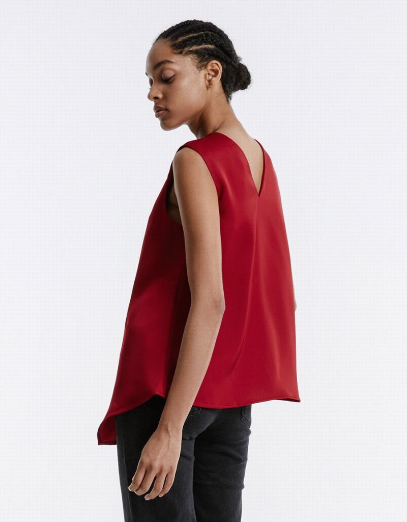 Red Women's Urban Revivo Asymmetrical Hem Blouse | ZHS7614TM