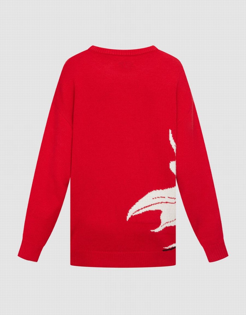 Red Women's Urban Revivo Crew Neck Holiday Sweaters | ZTR2141IO