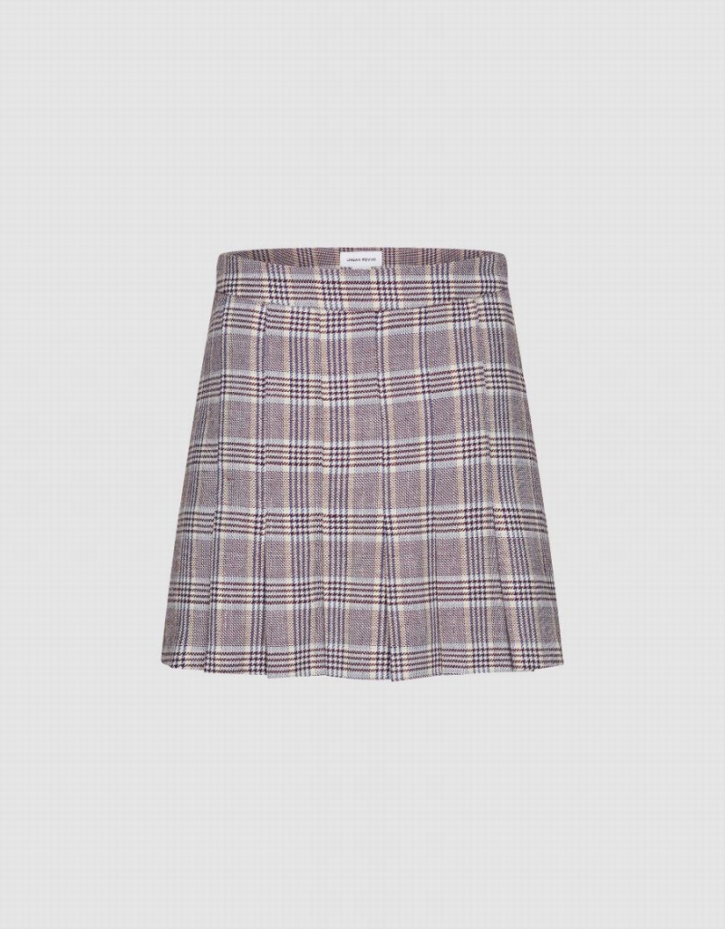 Red Women\'s Urban Revivo Plaid Mini A-Line Skirts | TCS6590YD