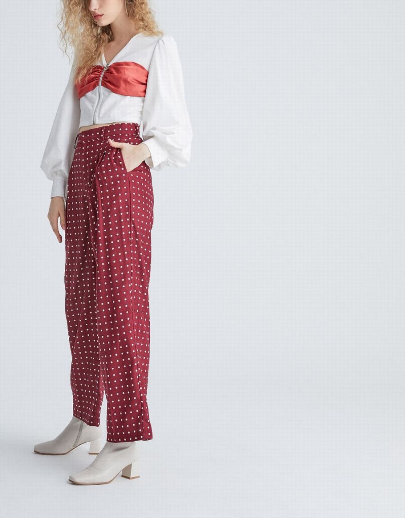 Red Women's Urban Revivo Polka Dot Wide Leg Pants | RXQ7366UG