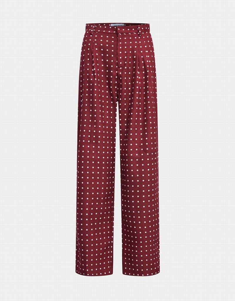 Red Women\'s Urban Revivo Polka Dot Wide Leg Pants | RXQ7366UG