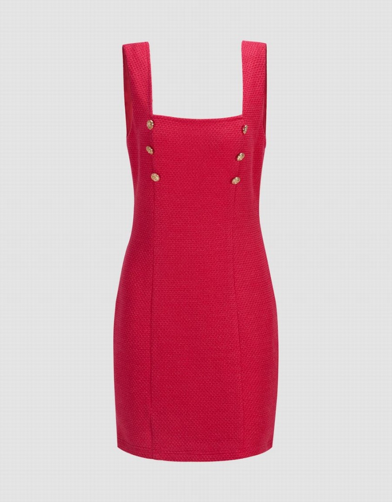 Red Women\'s Urban Revivo Ribbed Knit Sleeveless Bodycon Dress | NKL7141XT