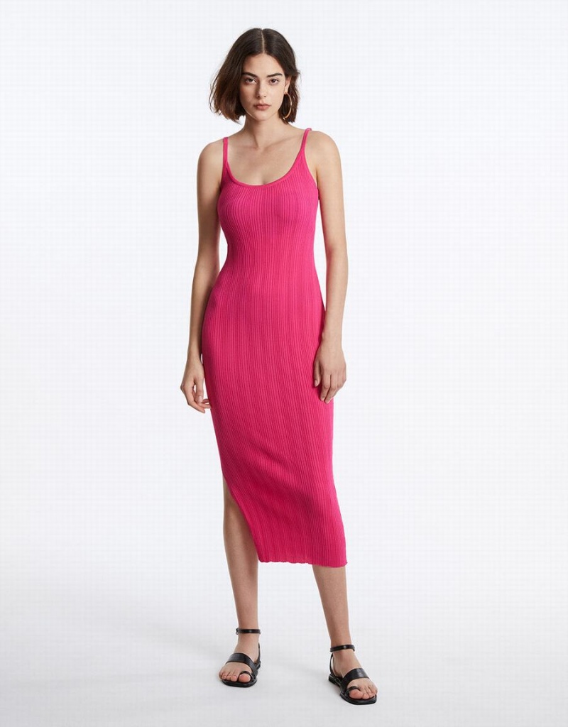 Rose Red Women's Urban Revivo Knitted Cami Midi Dress | KIC9221PW