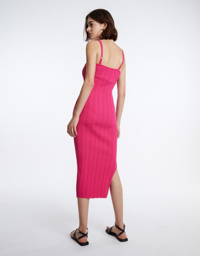 Rose Red Women's Urban Revivo Knitted Cami Midi Dress | KIC9221PW